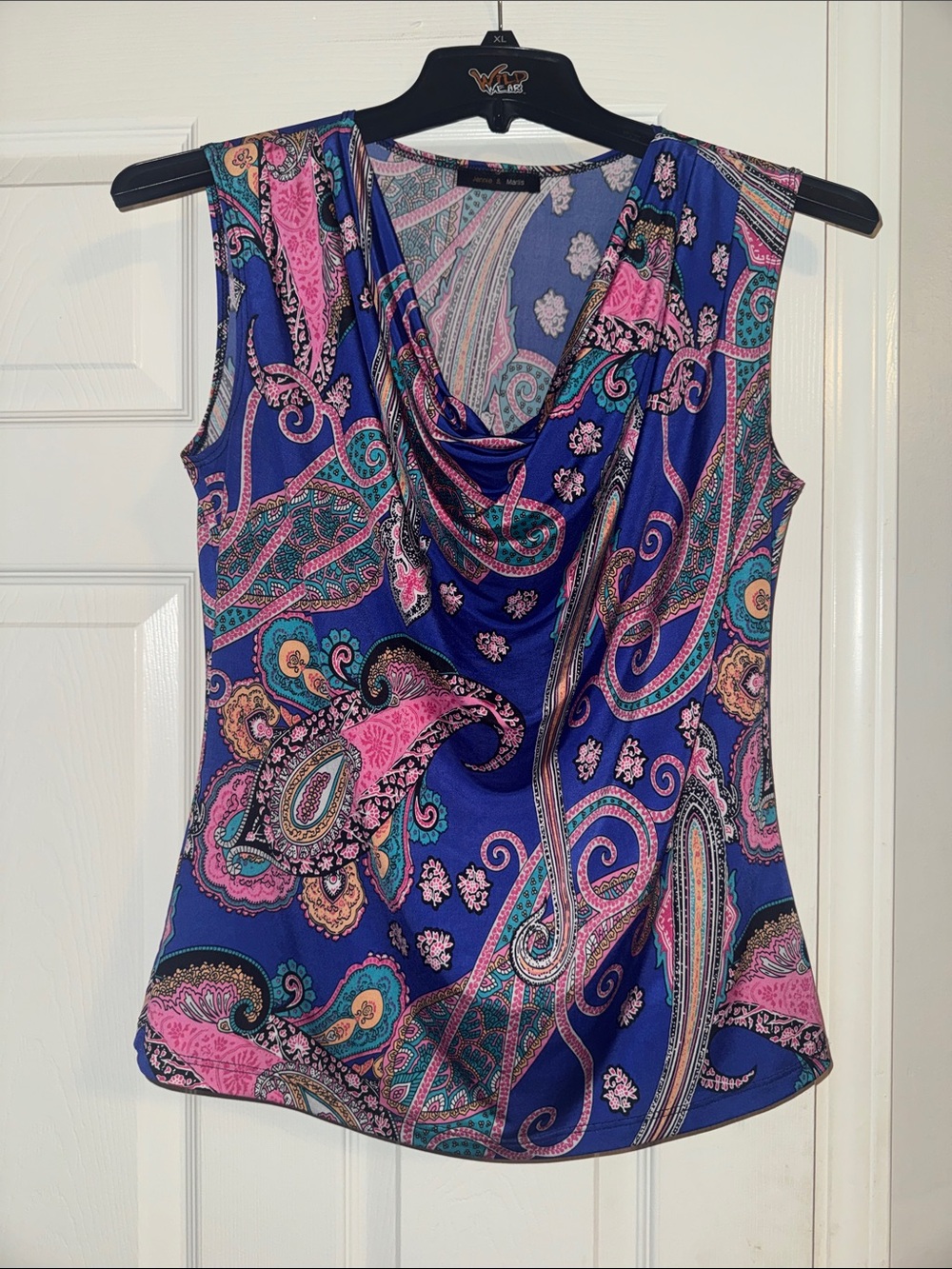 Jennie & Marlis Vibrant Paisley Draped Cowl Neck Blouse